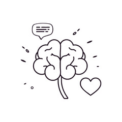 brain, speech bubble, and heart expressing thought, emotion, and communication