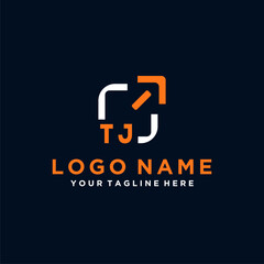 TJ initials minimal modern technology logo design
