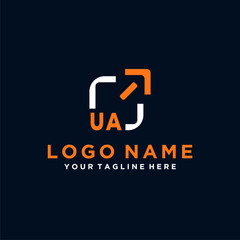 UA initials minimal modern technology logo design