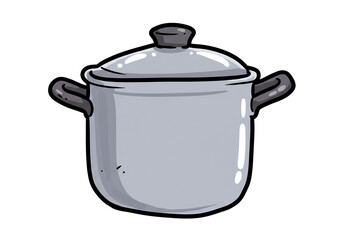 銀色鍋 光沢輝く シンプル描写