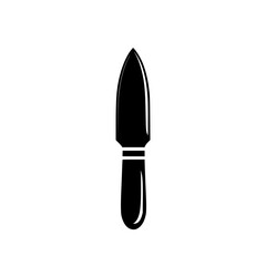 Stylized icon of a gardening knife with a pointed blade and a curved handle for planting tasks
