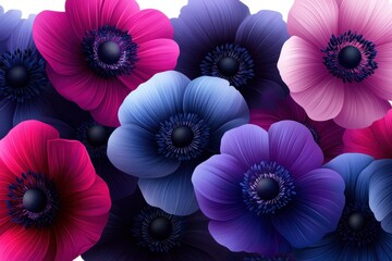 Captivating anemone flower display, showcasing a spectrum of vibrant colors