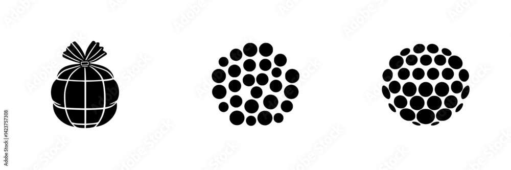 Poster icon set featuring three distinct designs with varied shapes and patterns suitable for various digit