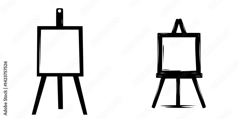 Poster icon set featuring easels for artistic display and creativity in design projects and applications