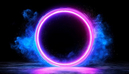 Neon Circle with Glowing Smoke.