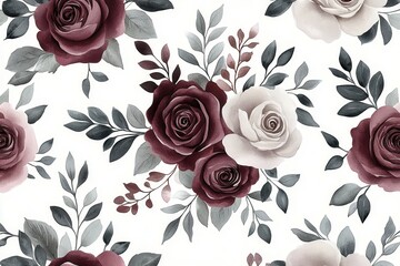 Elegant floral pattern featuring watercolor roses and foliage for sophisticated designs