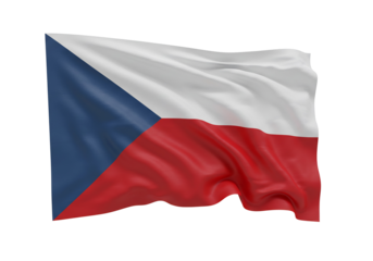 チェコ国旗 鮮やか赤白青 優雅に翻る