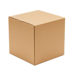 A minimalist close-up of a brown cardboard box against a dark background, showcasing its texture and form, suitable for packaging needs.