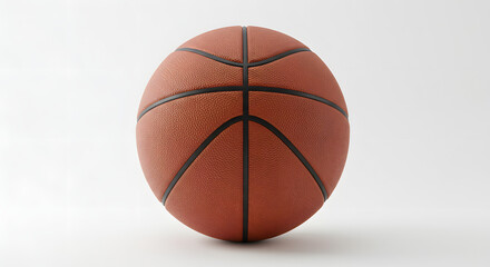 Obraz premium An orange rubber basketball sphere, a single sports equipment for play, is isolated on a white background