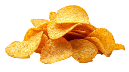 potato chips on white background