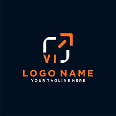 VI initials minimal modern technology logo design