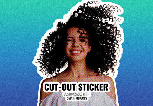 Cut-Out Sticker Photo Effect Mockup