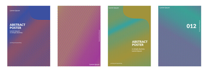 Minimalist cover template featuring a vibrant perspective of moving linear waves. Vector set of poster backgrounds featuring linear waves. 