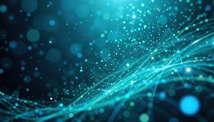 Abstract Teal Network:  Digital Flow and Connections