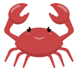 An adorable and cute cartoon depiction of a red crab with friendly and inviting eyes