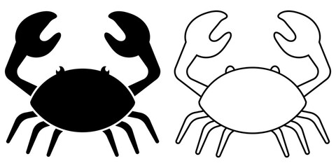 Stylized Crab Illustration Artistic Black White Designs with Various Features