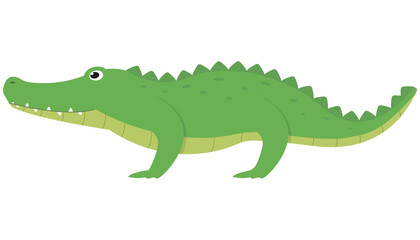 A vibrant Cartoon Green Crocodile featuring colorful spikes and cheerful bright eyes