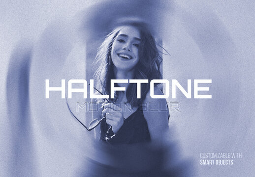 Halftone Spinning Motion Blur Photo Effect Mockup