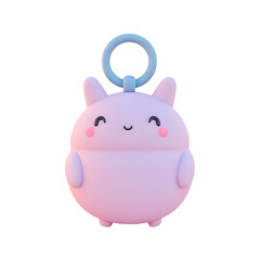 Naklejka premium Cute Pink Round Character Keyring with Ring Attachment Isolated