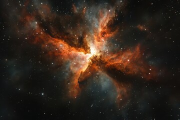 Fototapeta premium Spectacular nebula exhibiting vibrant colors and star formation in deep space