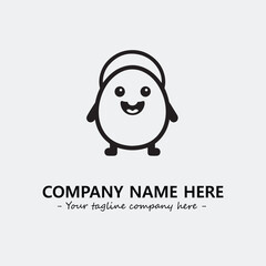 Egg cartoon illustration black and white for logo company vector image
