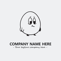 Egg cartoon illustration black and white for logo company vector image
