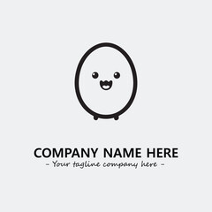 Egg cartoon illustration black and white for logo company vector image
