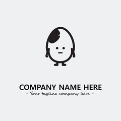 Egg cartoon illustration black and white for logo company vector image
