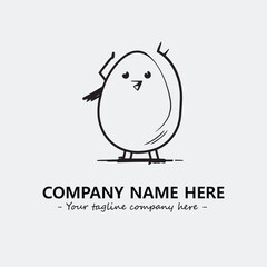 Egg cartoon illustration black and white for logo company vector image
