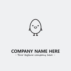 Egg cartoon illustration black and white for logo company vector image
