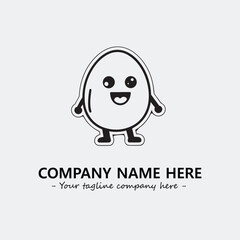 Egg cartoon illustration black and white for logo company vector image
