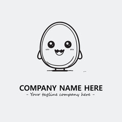 Egg cartoon illustration black and white for logo company vector image
