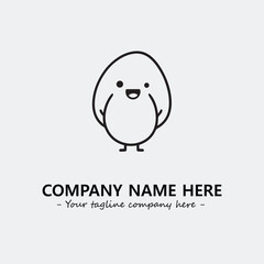 Egg cartoon illustration black and white for logo company vector image
