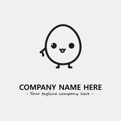 Egg cartoon illustration black and white for logo company vector image
