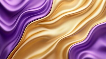 Obraz premium Elegant Purple and Gold Silk Fabric Drape Abstract Background Texture Design Luxury Smooth Soft Wave Flowing Textile Pattern High Resolution Image art rich fold shiny style curve golden violet glossy