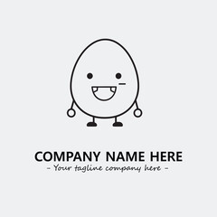 Egg cartoon illustration black and white for logo company vector image
