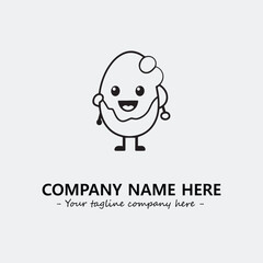 Egg cartoon illustration black and white for logo company vector image
