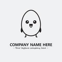 Egg cartoon illustration black and white for logo company vector image
