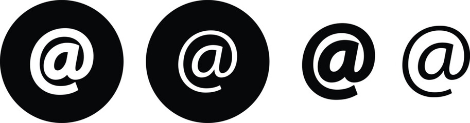@ button sign icon set. Email address vector collection isolated on transparent background. Containing at, address sign, arobase, arroba and mention someone contact account.