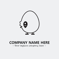 Egg cartoon illustration black and white for logo company vector image
