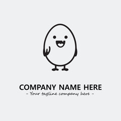Egg cartoon illustration black and white for logo company vector image
