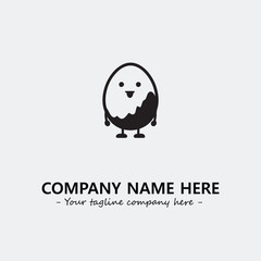 Egg cartoon illustration black and white for logo company vector image
