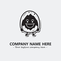 Egg cartoon illustration black and white for logo company vector image
