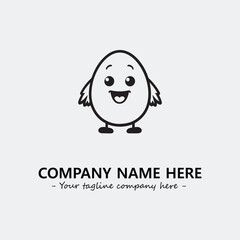 Egg cartoon illustration black and white for logo company vector image
