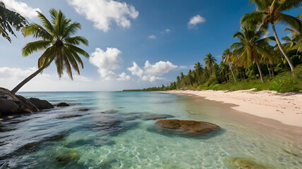 tropical beach with palm trees