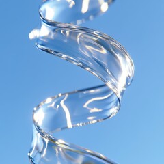 Translucent fluid spiral ascending gracefully against a vibrant azure backdrop