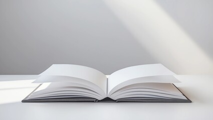 Opened book with blank white pages, mock up, 3D render 