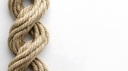 Obraz premium Close-up of twisted rope against a white background.