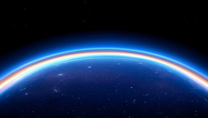 Glowing horizon of a planet viewed from space