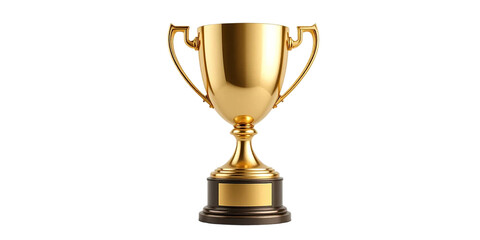 High-quality, ultra-realistic PNG full top to bottom image of a gleaming golden trophy, isolated on a crisp white background perfect for award-themed designs, presentations, or celebratory events.